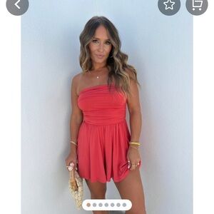 Strapless Red Romper Jumpsuit